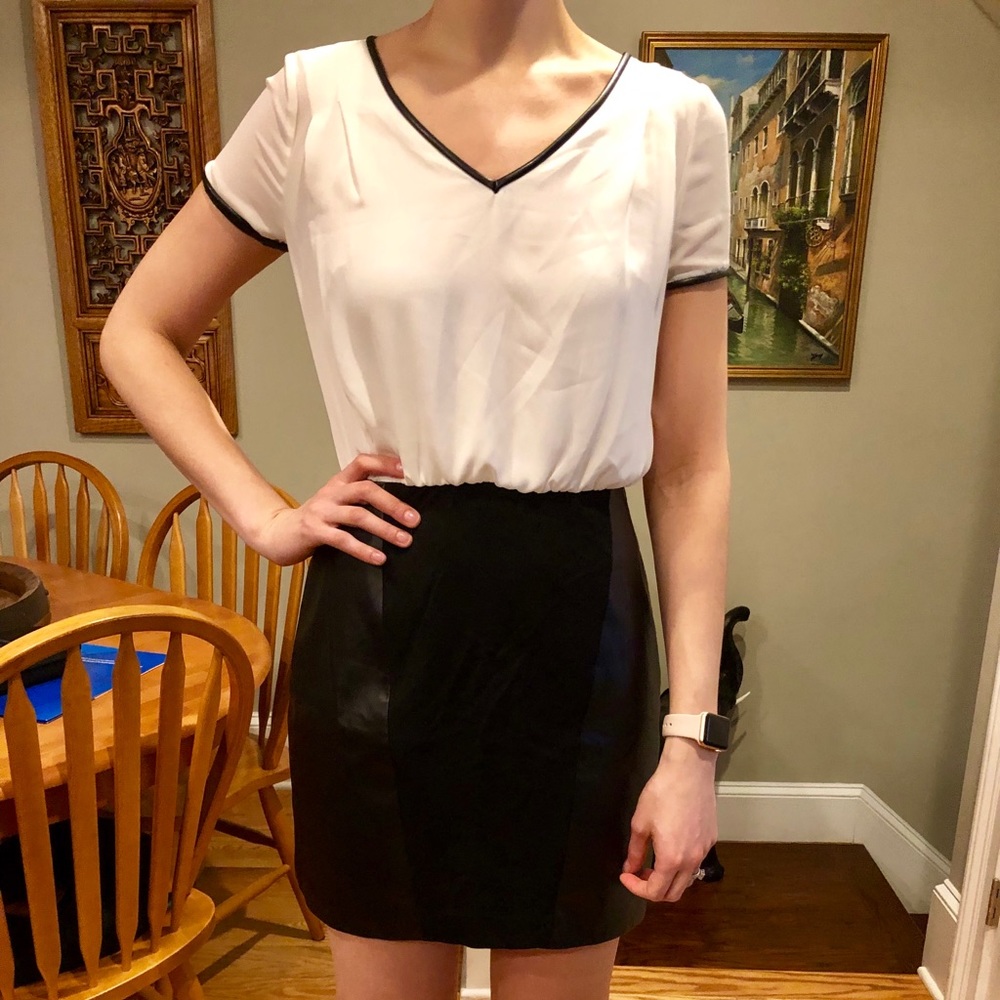Black and white faux leather dress